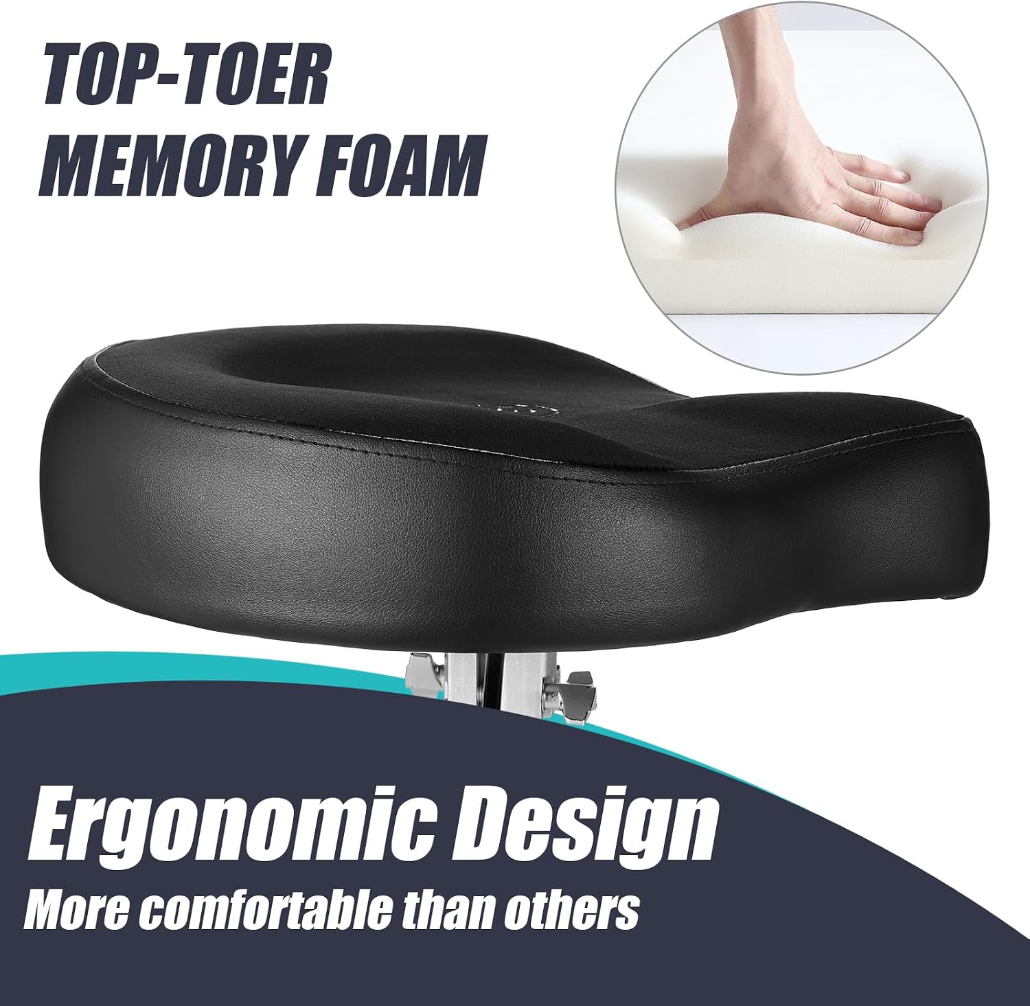 TENTOTEN Drum Throne Hydraulic Drum Stool, Removable Ergonomic Drum Seat with Memory Foam Velvet Surface and Foldable Base, 19in-24in Height Drummer Stool for Adults & Kids, TOT 750