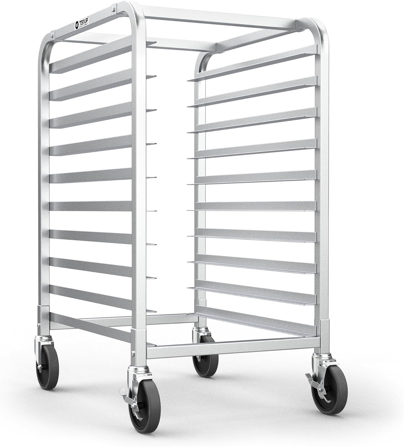 TenUp 10-Tier NSF Aluminum Sheet Pan Rack, Commercial Bakery Cooling & Storage Cart with Wheels, Heavy-Duty Bun Rack – 26' L x 20' W x 38' H