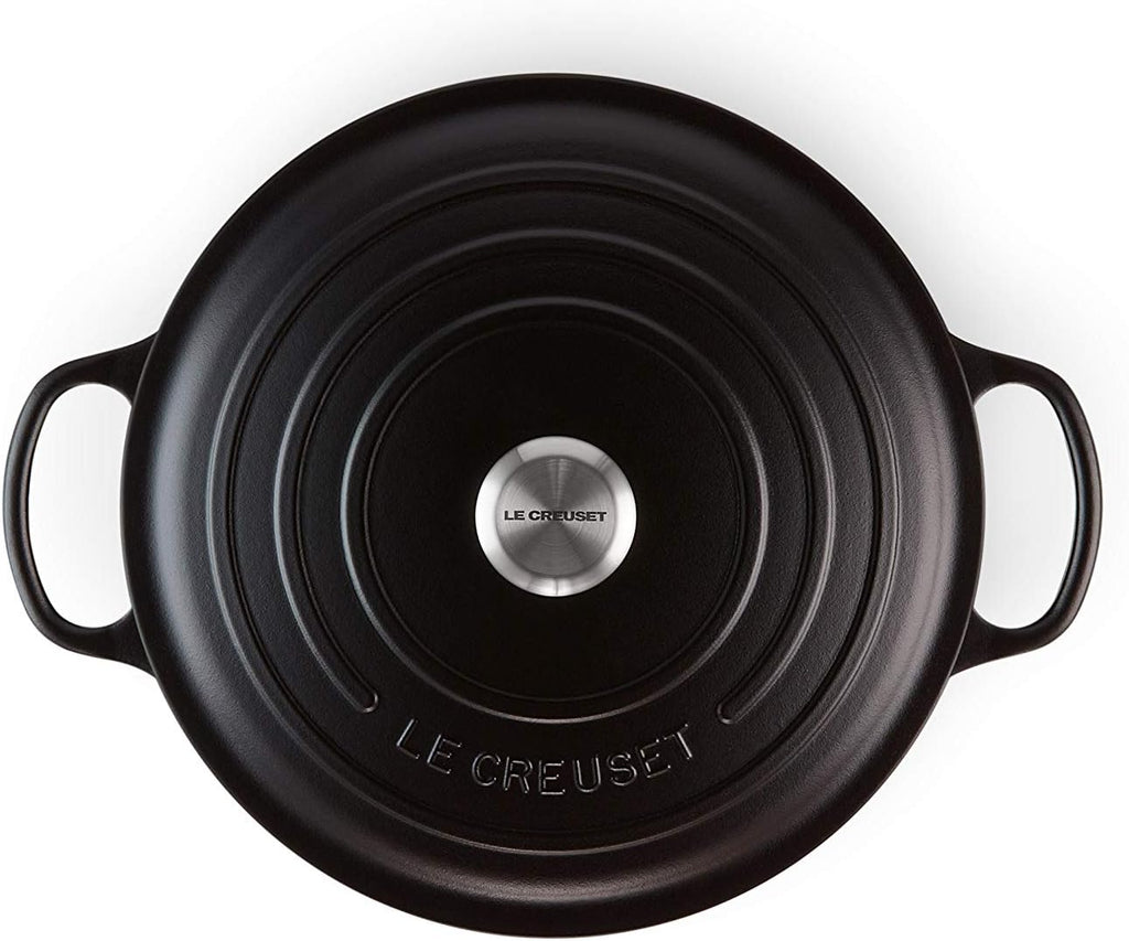 Le Creuset Signature Cast Iron Round Casserole, 30 cm - Matte Black Licorice