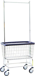 R&B Wire® 200F56KD Commercial Grade Wire Laundry Cart with Double Pole Rack, 4.5 Bushel, Chrome