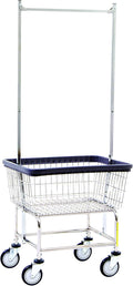 R&B Wire™ 100E58KD Commercial Wire Laundry Cart with Double Pole Rack, 2.5 Bushel, Chrome