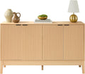 Best Choice Products 55' Modern 4-Door Sideboard Storage Cabinet, Buffet, Media Cabinet, Cupboard, Entryway Accent Table, Bookcase w/Reed Panels and Adjustable Shelves – Natural