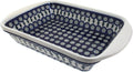 Blue Rose Polish Pottery - Blue Peacock Large Rectangular Baker with Handles - 11.5' x 9.25' - Unique, Dishwasher Safe, & Durable Bakeware