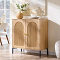 IFGET Modern Buffet Cabinet with Storage, 34' Tall Fluted Arched Sideboard Cabinet w/Adjustable Shelves, Wooden Modular Coffee Bar for Dining Room, Kitchen, Living Room, Entryway, Natural