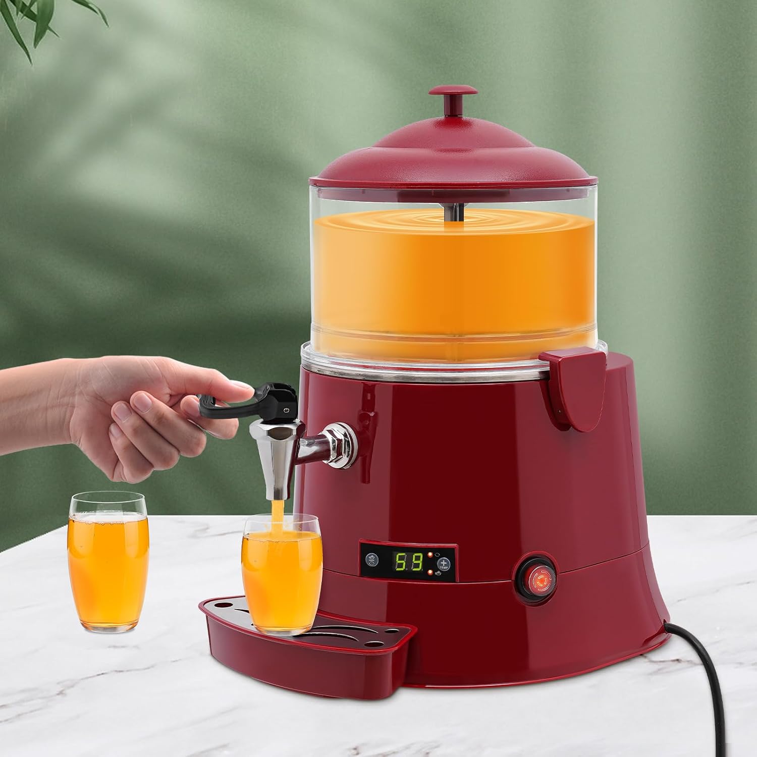 5L Hot Chocolate Machine,1.32gal Commercial Hot Chocolate Machine Maker with Temperature Control,400W Hot Beverage Warmer for Heating Chocolate Coffee Milk,Red