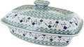 Blue Rose Polish Pottery - Green Sage Floral Covered Baker - 2 QT Capacity - Unique, Dishwasher Safe, & Durable Bakeware