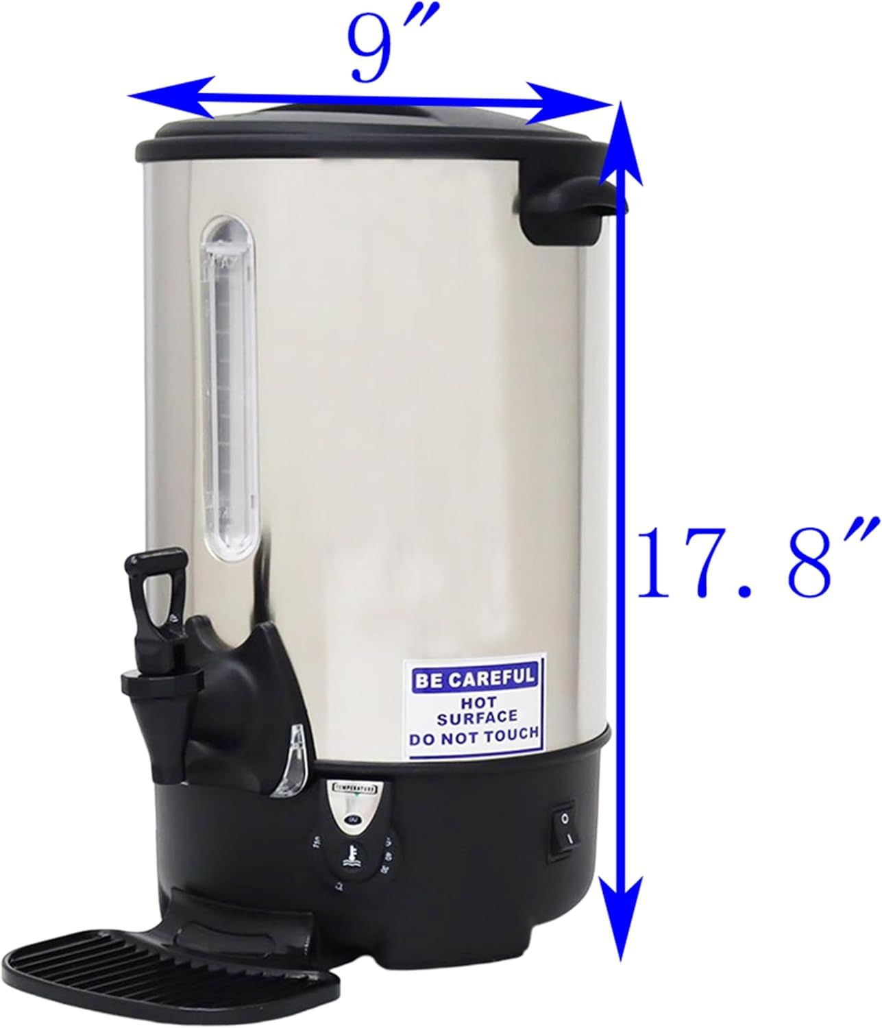 110V Combination Water Boiler 1500W Hot Water Dispenser 9.7L Stainless Steel Commercial Electric Boiling Bucket Multi-stage Temperature Control for Milk Tea Coffee Shop