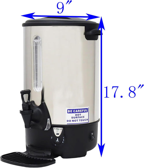110V Combination Water Boiler 1500W Hot Water Dispenser 9.7L Stainless Steel Commercial Electric Boiling Bucket Multi-stage Temperature Control for Milk Tea Coffee Shop