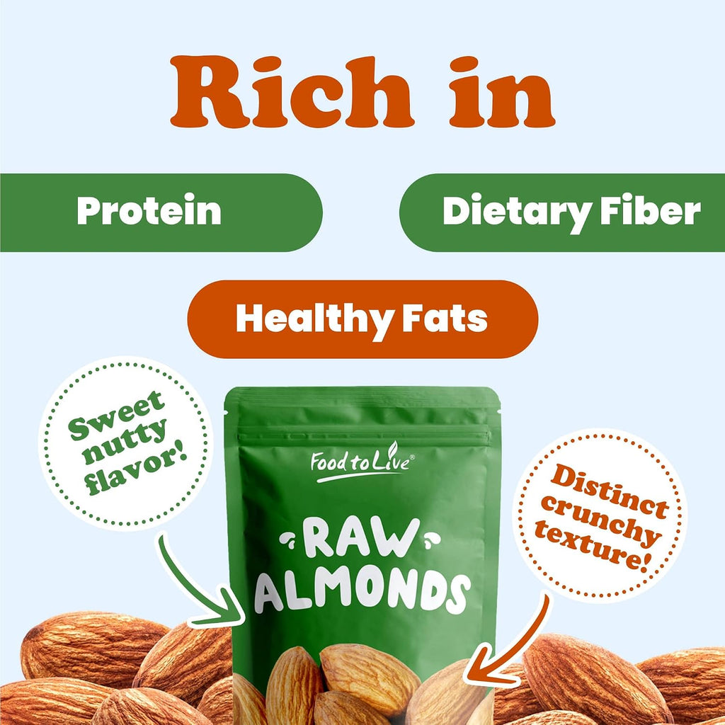Food to Live California Almonds, 15 Pounds – Supreme, Whole, Raw, Unsalted, Unroasted Nuts, Natural