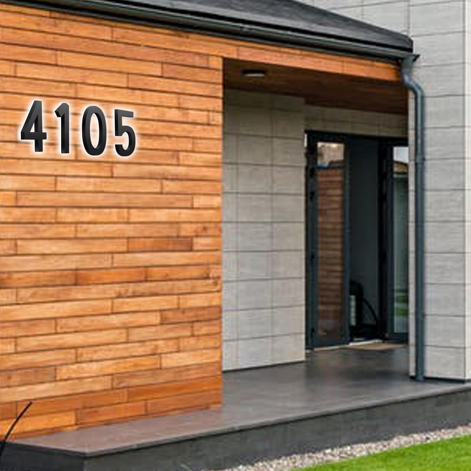 Modern LED House Number, Backlit Floating LED Home Address Numbers, Stainless Steel Black Light Up House Number For Outside, Yard, Street, White Light,16 Inch,7