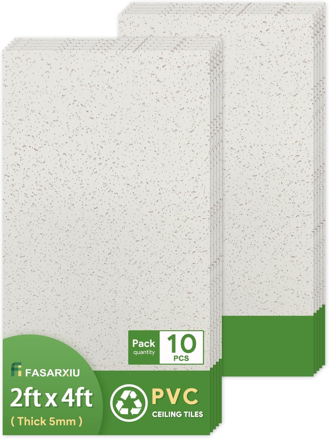 Fasarxiu 2ft x 4ft Printed Pro Ceiling Tiles Waterproof, Washable and Fire-Rated- High-Grade PVC Ceiling Tiles 24'x48' - Easy Drop-in Installation - Case of 10 (80 sq. ft.)