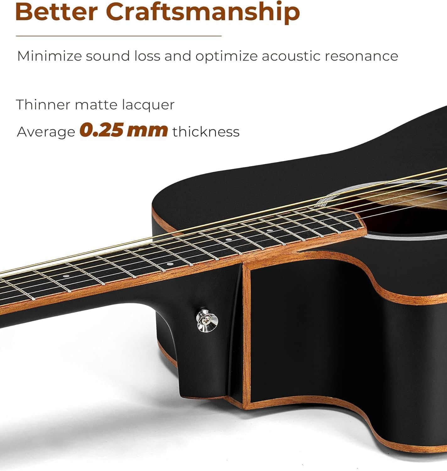 Vangoa Left Handed Guitar, Full Size Cutaway Left Handed Acoustic Guitar Kit for Adult Beginner 41 Inch Lefty Acustica Guitarra Set, Black