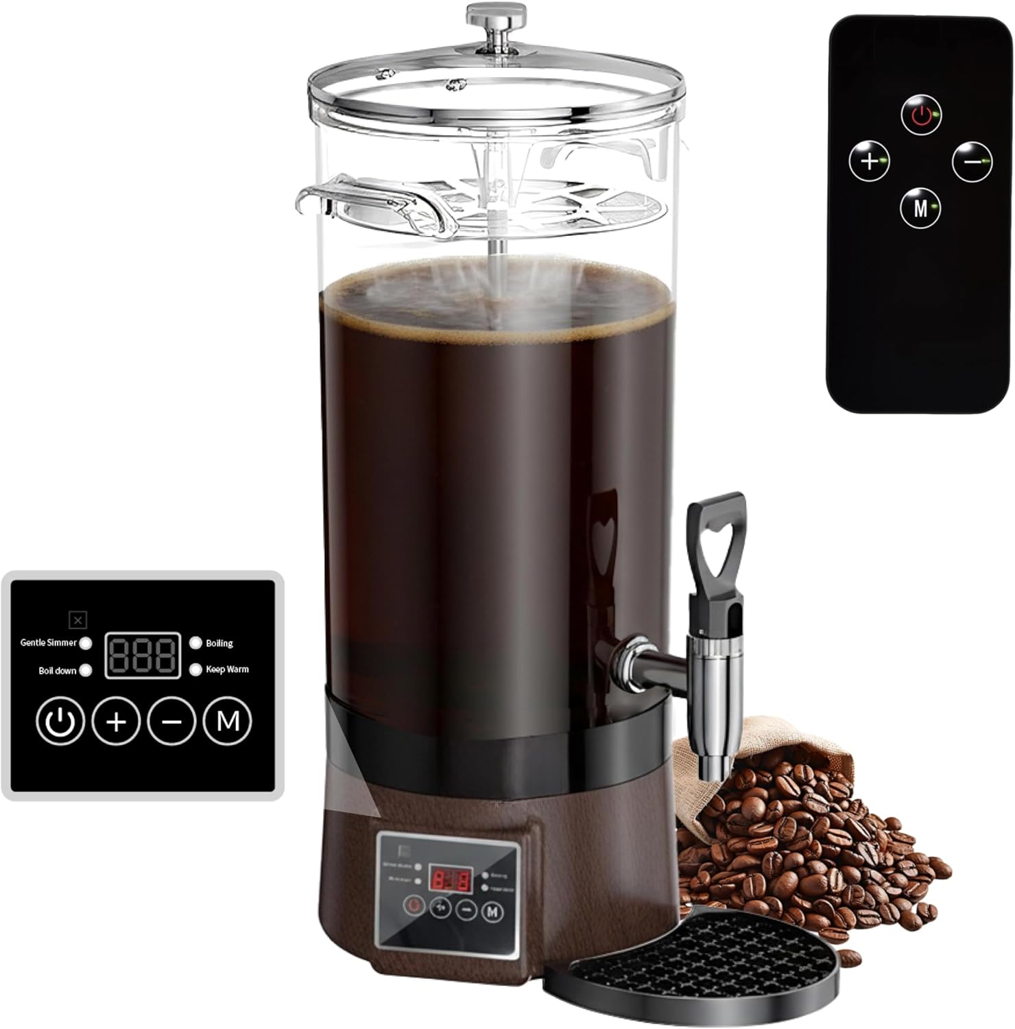 Commercial Coffee Urn Hot Beverage Dispenser Coffee Maker, Food-grade Plastic 9.5 L 60 Cups, Hot Chocolate Machine, Electric Percolator for Catering Hot Water for Hot Cocoa, Drink, Tea, Juice