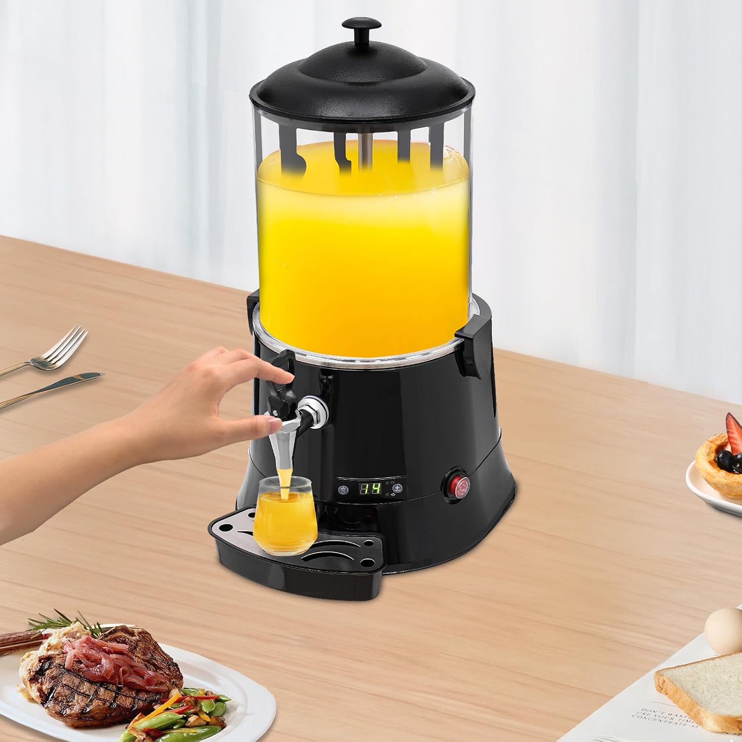 10LHot Chocolate Machine & Commercial Hot Drink Dispenser, Electric Beverage Warmer with 86-194°F Intelligent Temperature Control, Multi-Function Dispenser for Cocoa Milk Coffee and Tea
