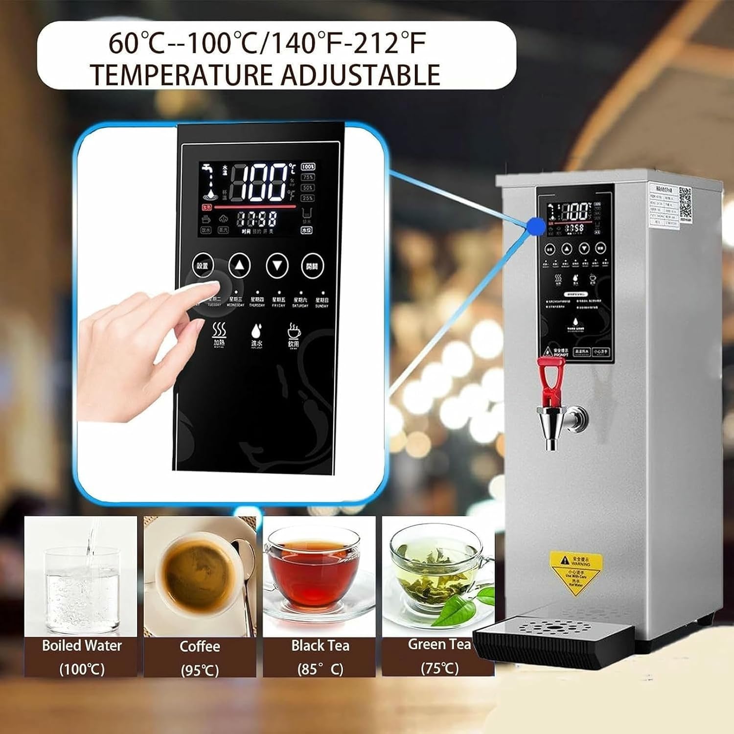3000W Commercial Hot Water Dispense Boiler, 60L/H Stainless Steel Drinking Hot Water Boiling Machine, Coffee Making Water Heater for Tea Coffee/Dessert Shop Hotel