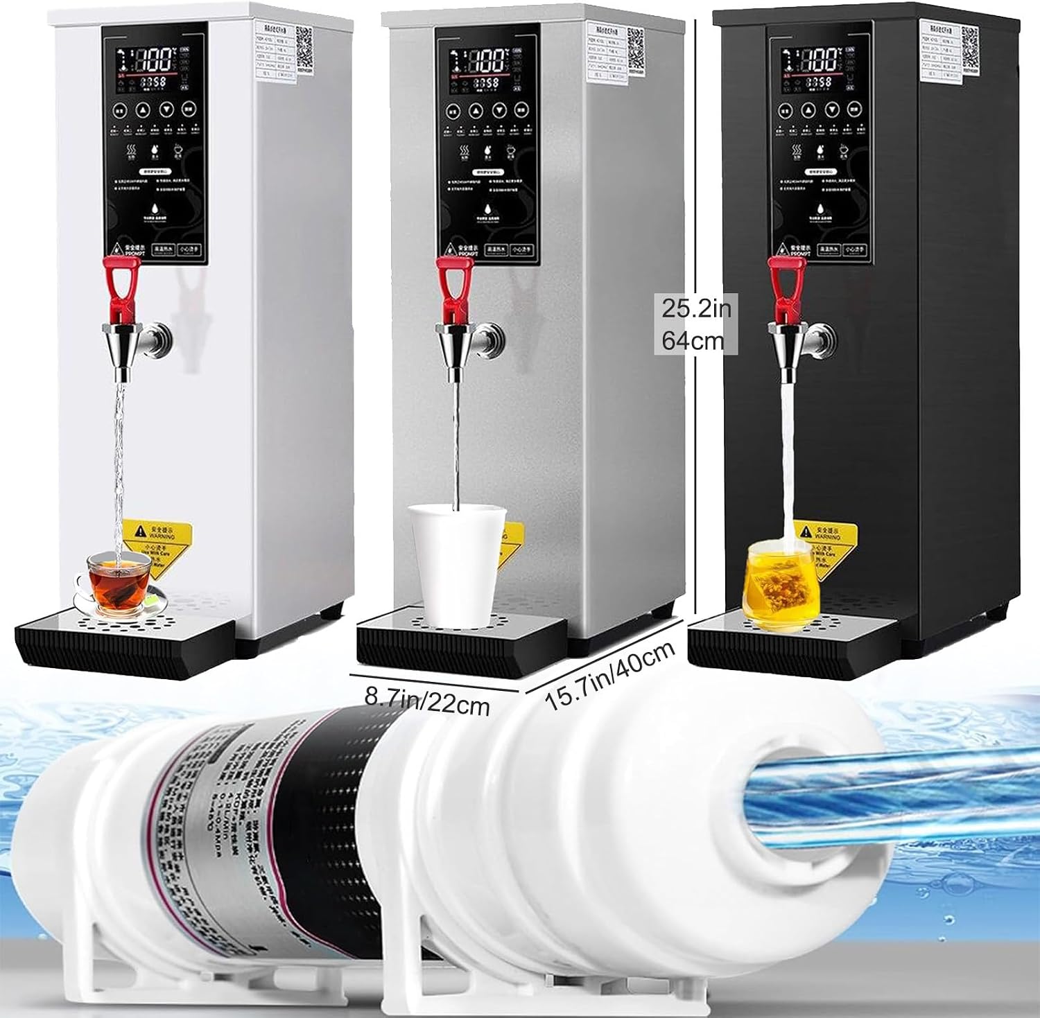 Hot Water Dispensers 25L for Home, 3000W Commercial Water Boiler and Warmer with LCD Touch Screen, Electric Water Heater,White