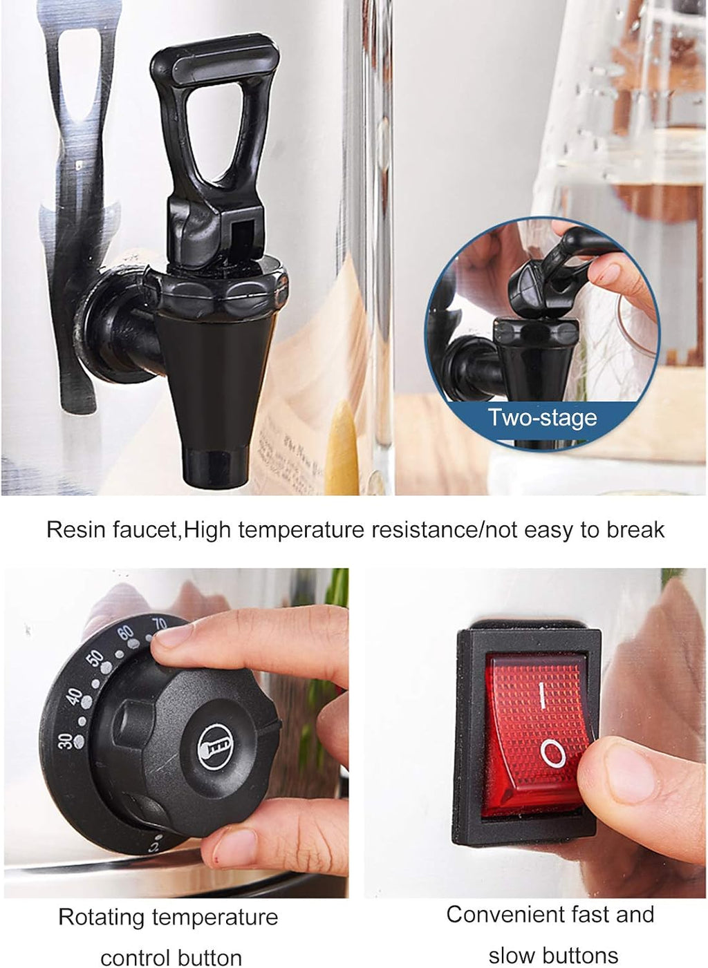 Electric Hot Drink Dispenser - Double-Layer Stainless Steel Water Heater, Milk Coffee & Tea Urn with Tap for Office & Commercial Use, Catering Hot Water Boiler