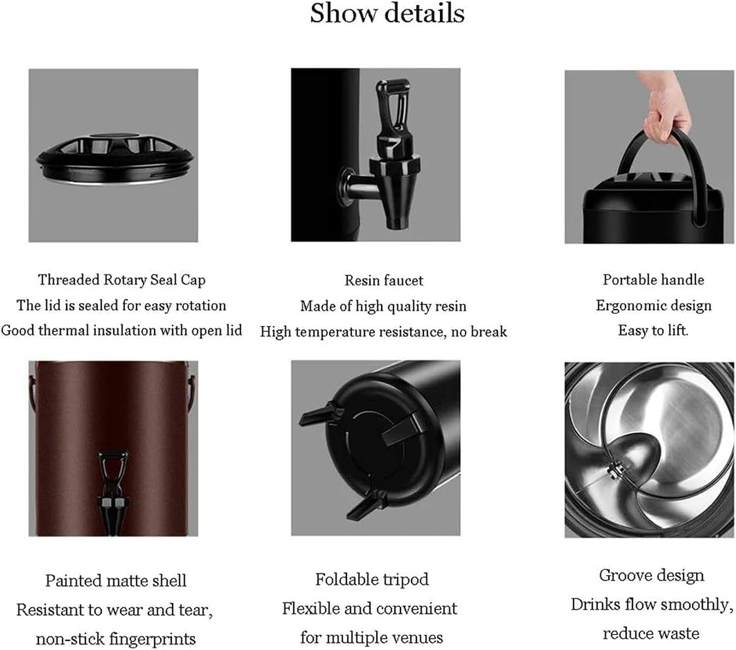 Electric Kettles Commercial Coffee Urn Hot Water Pot, Water/Beverage Dispenser for Keep Hot/Cold, Water Boiler and Beverage Warmer for Buffet, Adjustable Temperature/Black/6L