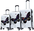 InUSA Hardside Butterfly Suitcase, 4-Wheeled Spinner, TSA Checkpoint Friendly, Black Butterfly