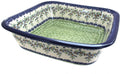 Blue Rose Polish Pottery - Green Summer Vine Large Square Baker - 11.5' Square - Unique, Dishwasher Safe, & Durable Bakeware