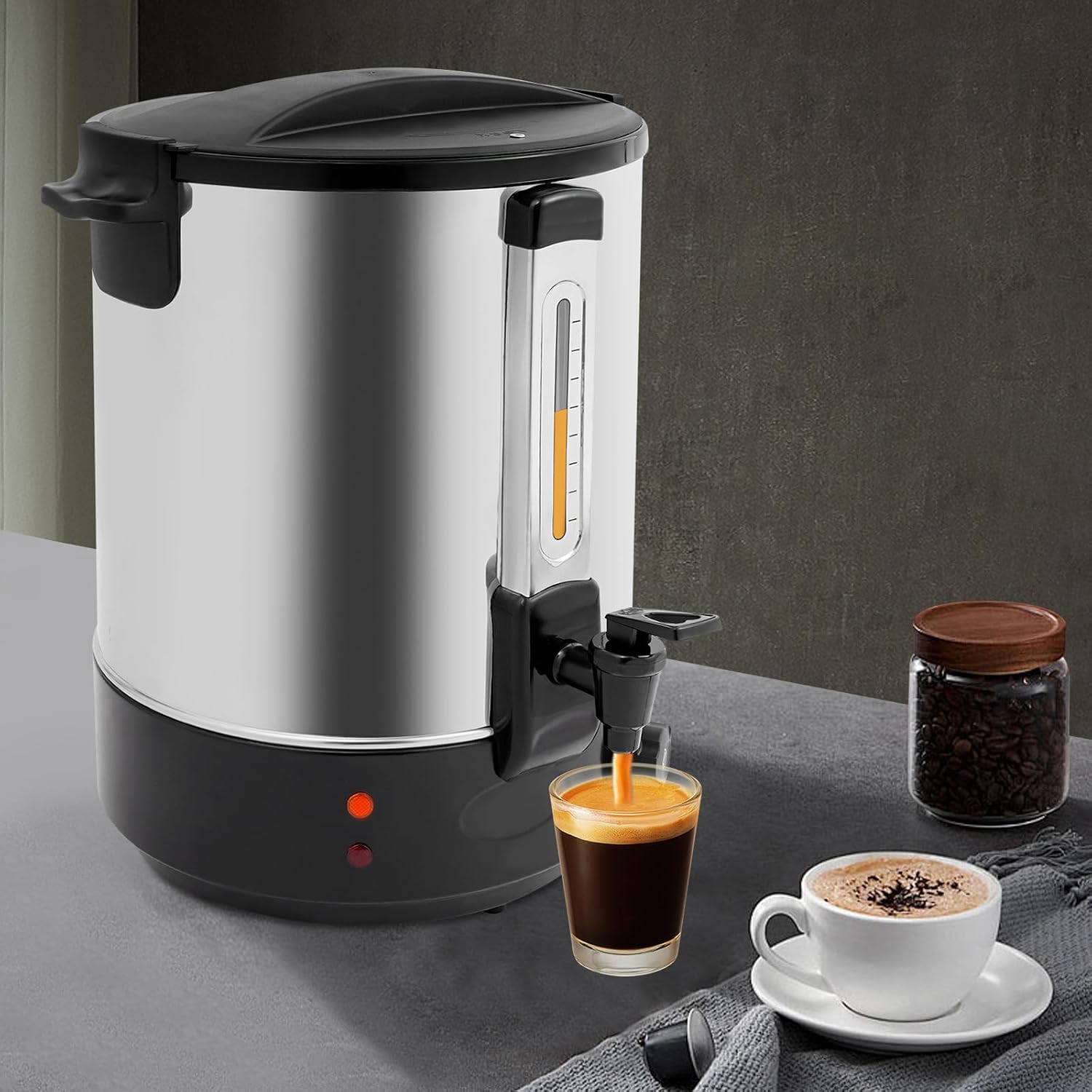DYNAMI Electric Water Boiler and Warmer,5 Gal 304 Stainless Steel Hot Water Dispenser,Hot Drink Dispenser with Spigot,86-230 ℉ Temperature Control,for CoffeeTea Milk Water (Black)