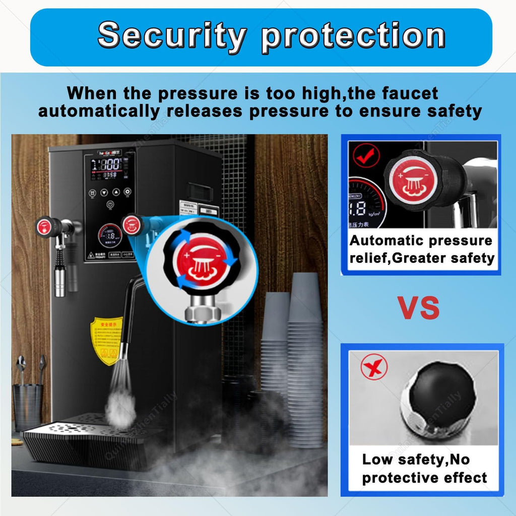 Full-Automatic Steam Boiling Frothing Machine,Commercial Multi-Purpose Electric Milk Foam Frother,Hot Water Dispenser LCD Display for Espresso Coffee Bubble Tea White