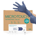 Ansell MICRO-TOUCH NITRAFREE Nitrile Gloves, 3.9mil, Powder-Free With Textured Fingertip - Large, Blue (Case)