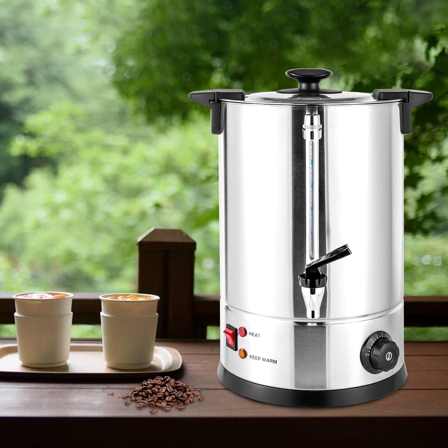 12L Commercial Coffee Maker Stainless Steel Electric Coffee Urns, Coffee Percolator Electric Commercial Urn, Drip Trays Hot Water Large Coffee Dispenser for Home, Party