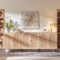 IFGET Modern Buffet Cabinet with Storage, 92.63' W Fluted Arched Sideboard Cabinet w/Adjustable Shelves, Wooden Modular Coffee Bar for Dining Room, Kitchen, Living Room, Entryway, Natural