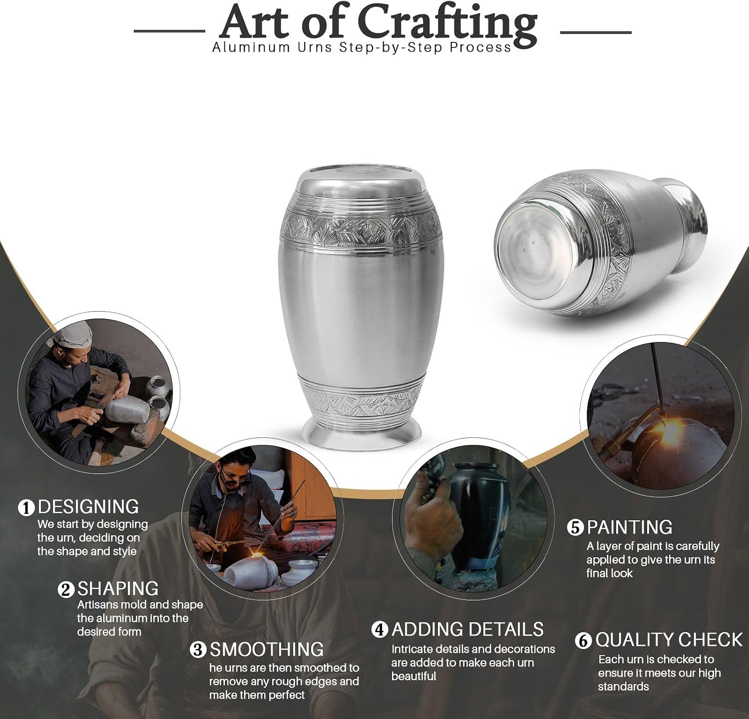 Guitar Candle Burial Urns - Combo of 5 with 10 Inch Memorial Urn for Adult Female, 3 Inch Keepsake Urns for Men, Father & Women - Large Decorative Cremation Set for Ashes