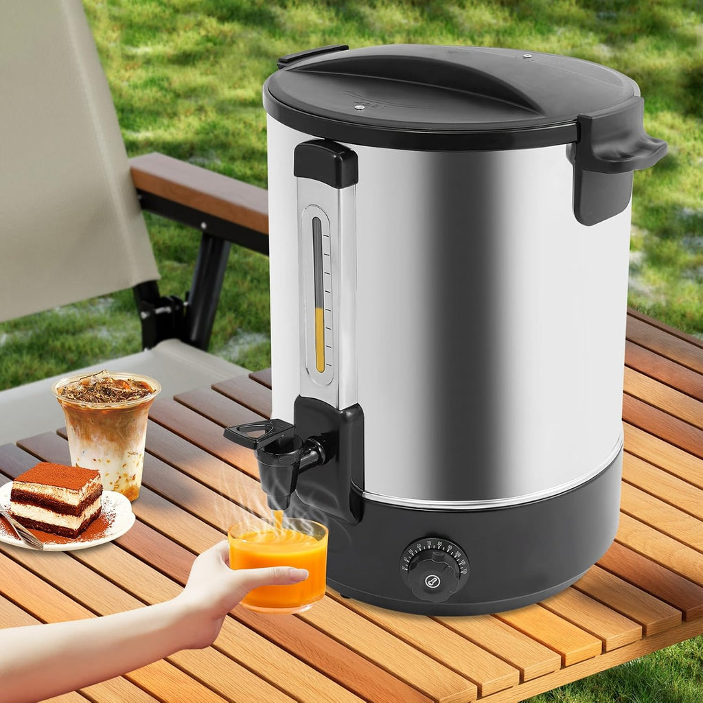 110V 2800W Electric Hot Water Dispenser, Electric Heat Preservation Bucket, Commercial Coffee Maker, Quick Brewing Coffee Urn with Adjustable Temperature, Hot Water Urn for Catering & Events (Black)