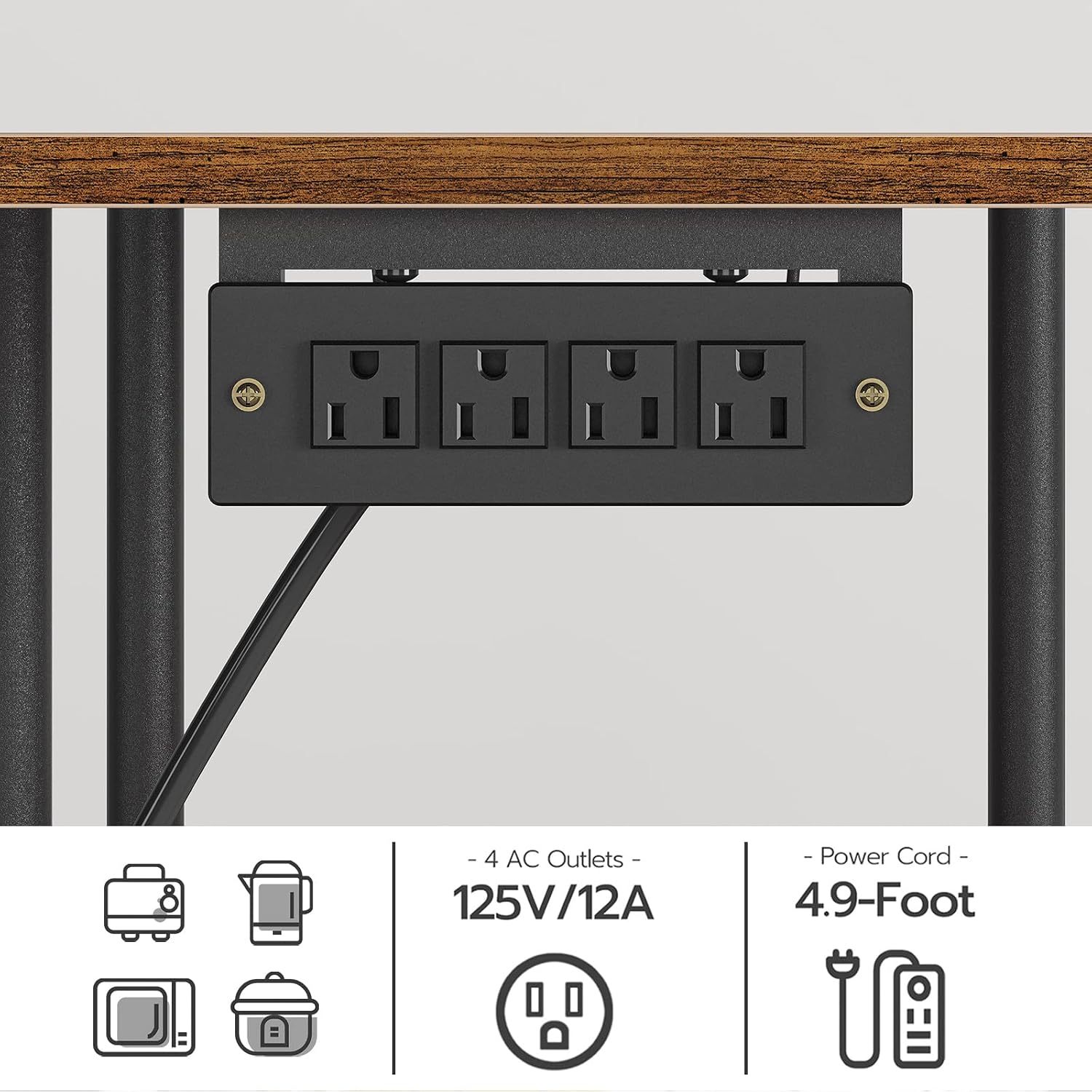 HOOBRO Bakers Rack with Power Outlet, Bar Table and Chairs Set, 47.2' Rectangular Pub 2 Stools, 3-Piece Breakfast Set for Kitchen Living Room BF07UHB01-BF52BT01