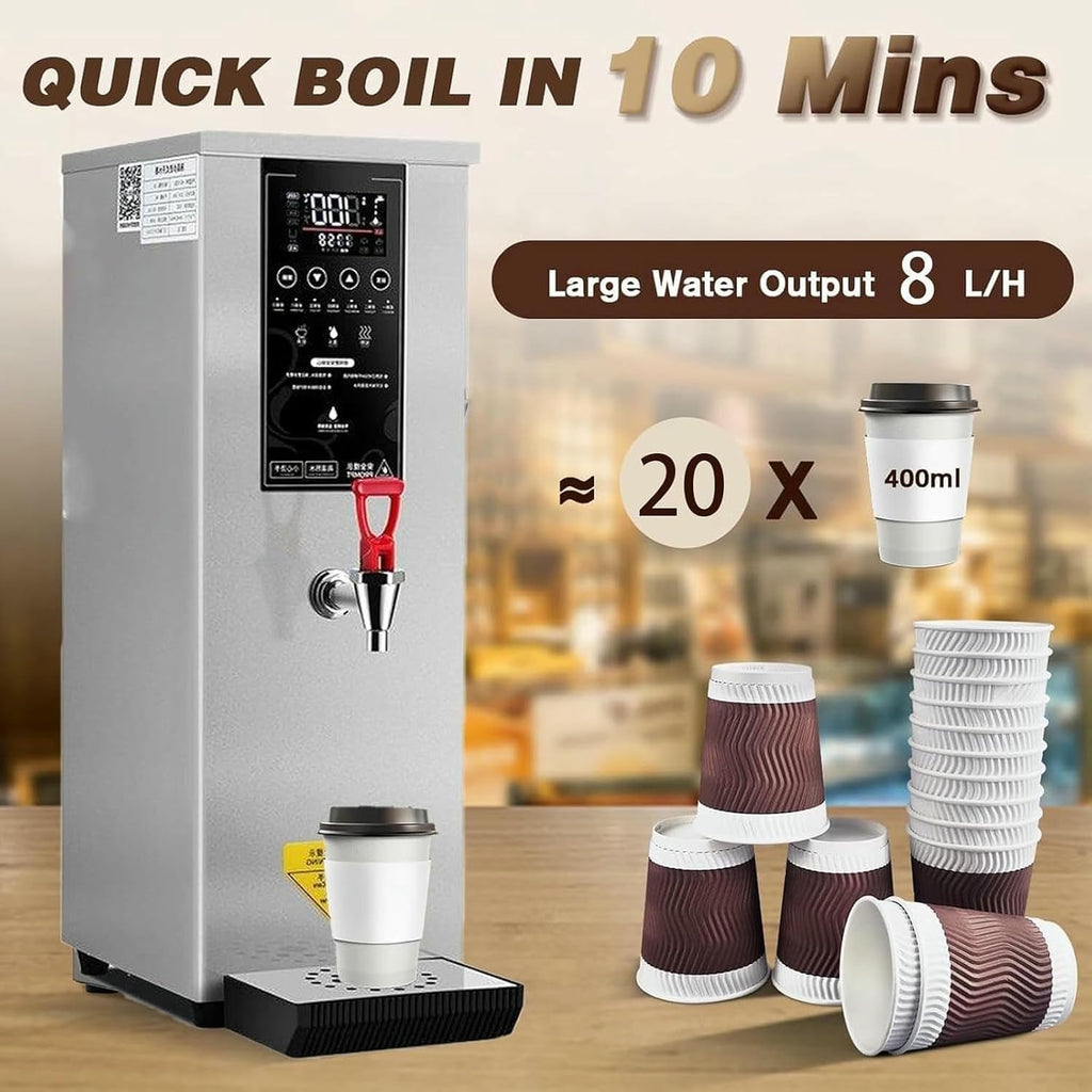 3000W Commercial Hot Water Dispense Boiler, 60L/H Stainless Steel Drinking Hot Water Boiling Machine, Coffee Making Water Heater for Tea Coffee/Dessert Shop Hotel