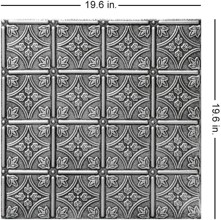 À LA MAISON CEILINGS R125 Emma's Flowers Foam Glue-Up Ceiling Tile (256 Sq. Ft./Case), Pack of 96, Antique Silver