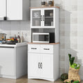 Kitchen Pantry Cabinet, 67' H Wooden Microwave Cabinet with Storage, Display Sideboard with Glass Door and Drawer, Modern Kitchen Storage Rack for Home, Office,Pantry