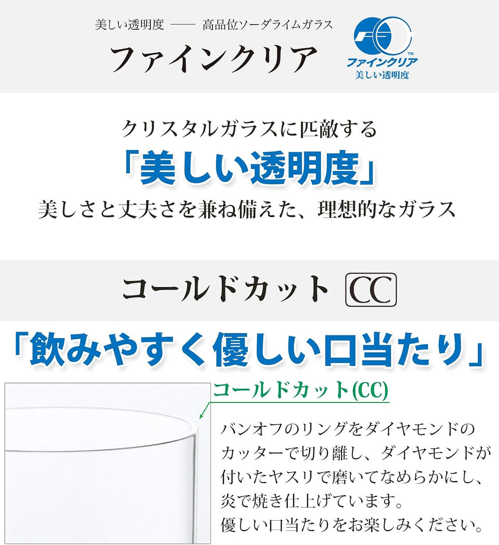 Toyo Sasaki Glass Tumbler, Fino, Dishwasher Safe, Made in Japan, 10.1 fl oz (315 ml), Set of 48 (Sold by Case) B-21127CS
