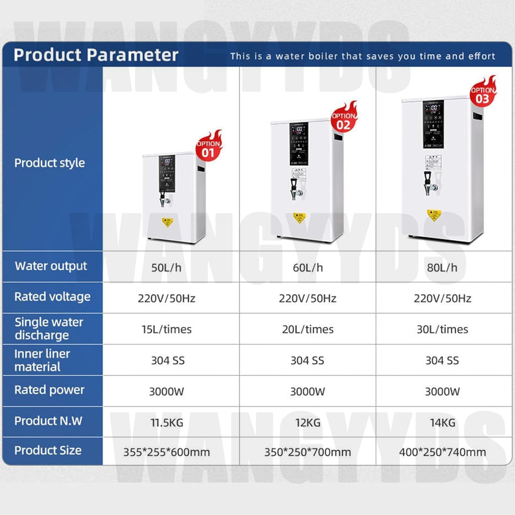 Hot Water Dispensers Commercial Water Boiler Electric Warmer Hot Water Machine Stainless Steel 50L(13gal)/Hour 60L(16gal)/Hour 80L(21gal)/Hour Step-Heating Temperature Control,White-60L