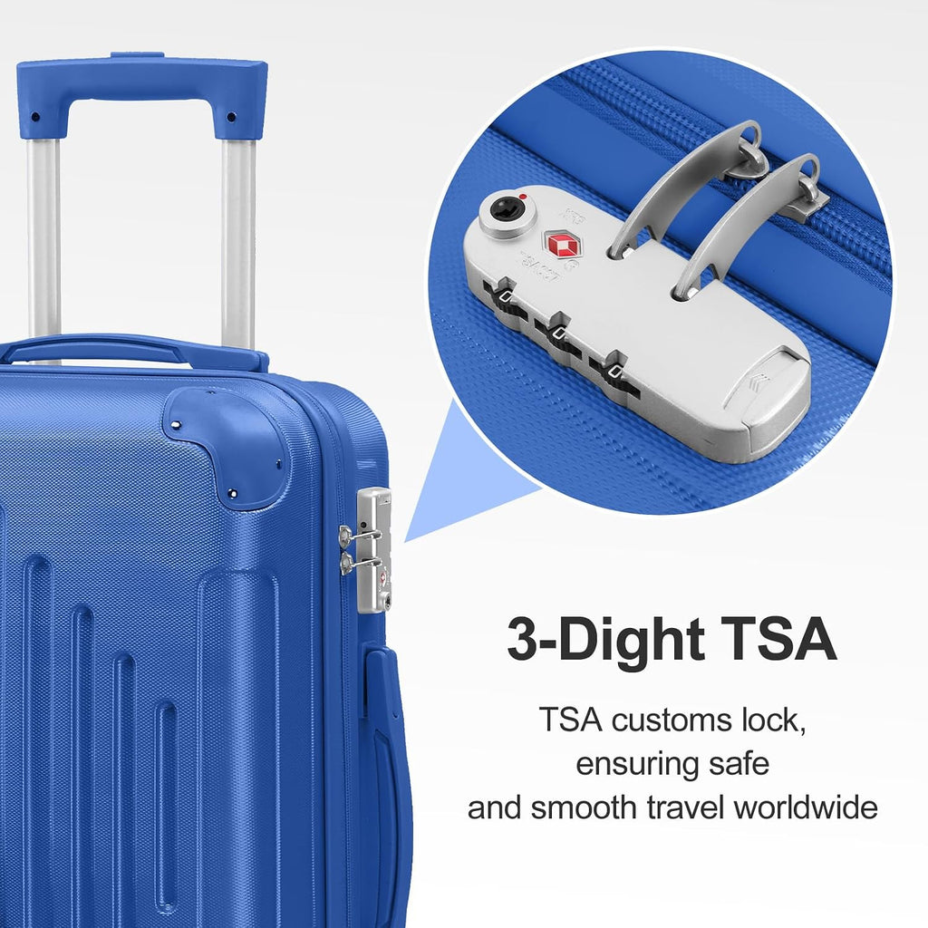 Karl home Luggage Set 4 Piece Suitcase Sets with TSA Lock Moulded Corner 4 Spinner Wheels, ABS Hardside Trolley Travel Case for Carry On Check-in Business Trip, Dark Blue (16/20/24/28)