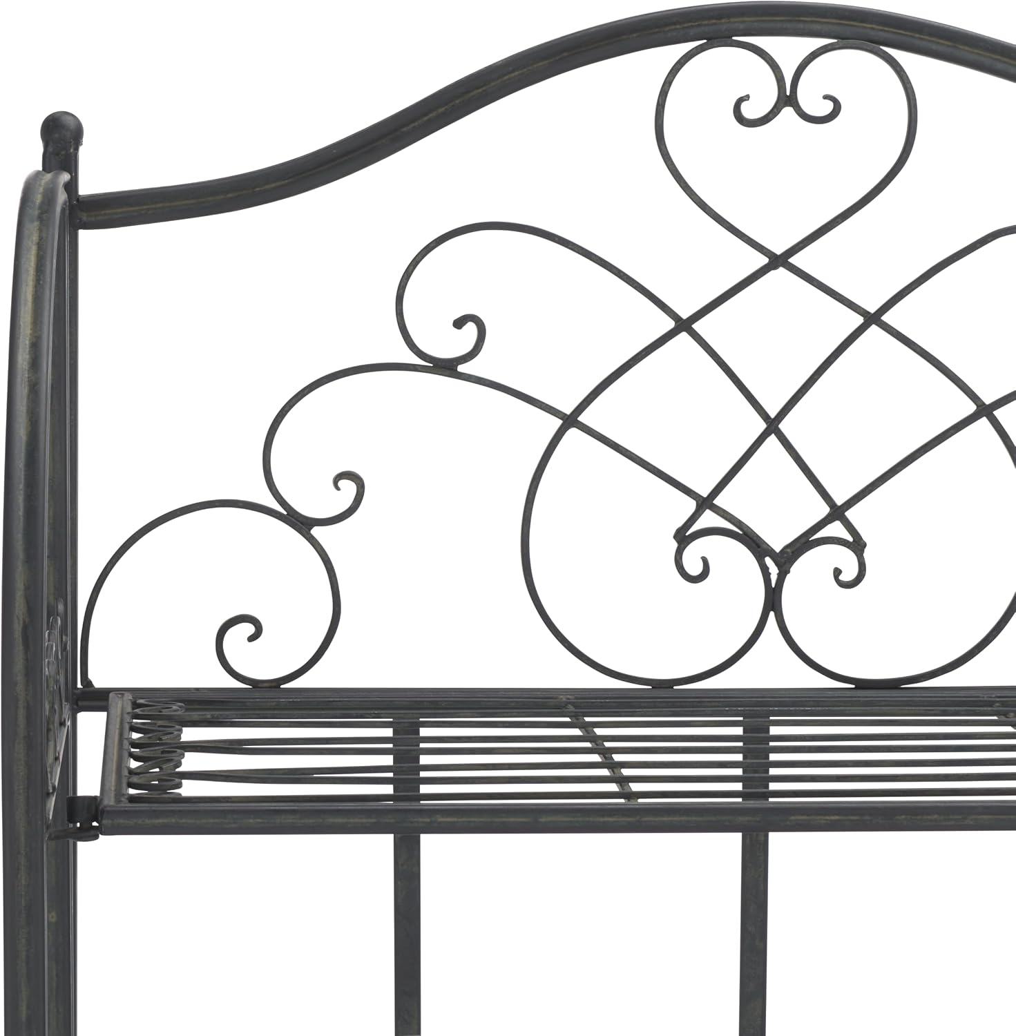 SAFAVIEH Outdoor - Amaris 4-Tier Bakers Rack - Black Iron Metal - Vintage Victorian Scrollwork - Ideal for Patio, Deck, Porch, Sunroom, 14.5' W x 25' D x 63' H (PAT5014E)