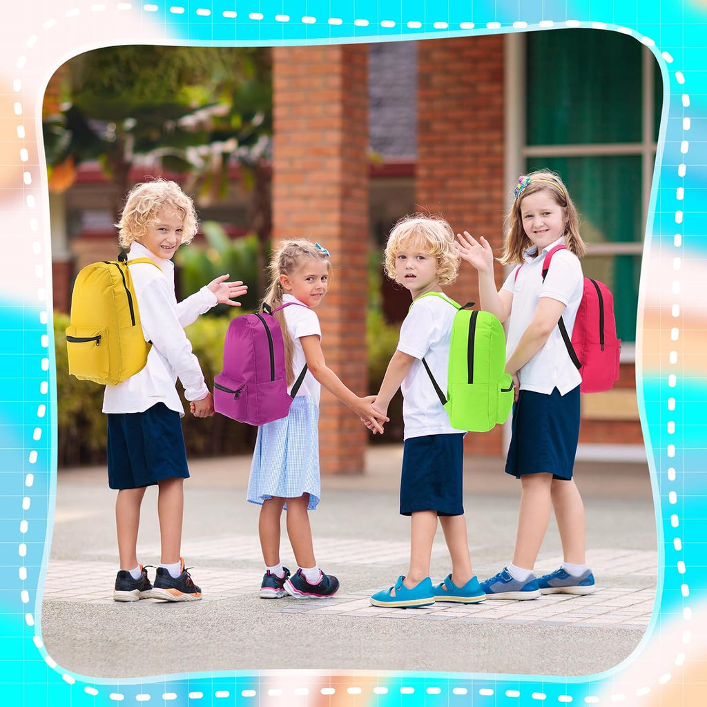 Sweetude 24 Sets 16'' Backpacks Bulk 24 Water Bottle Pencil Pouch School Backpack Set Classic Bookbags for Classroom Supplies(Four Colors,Letter Print)