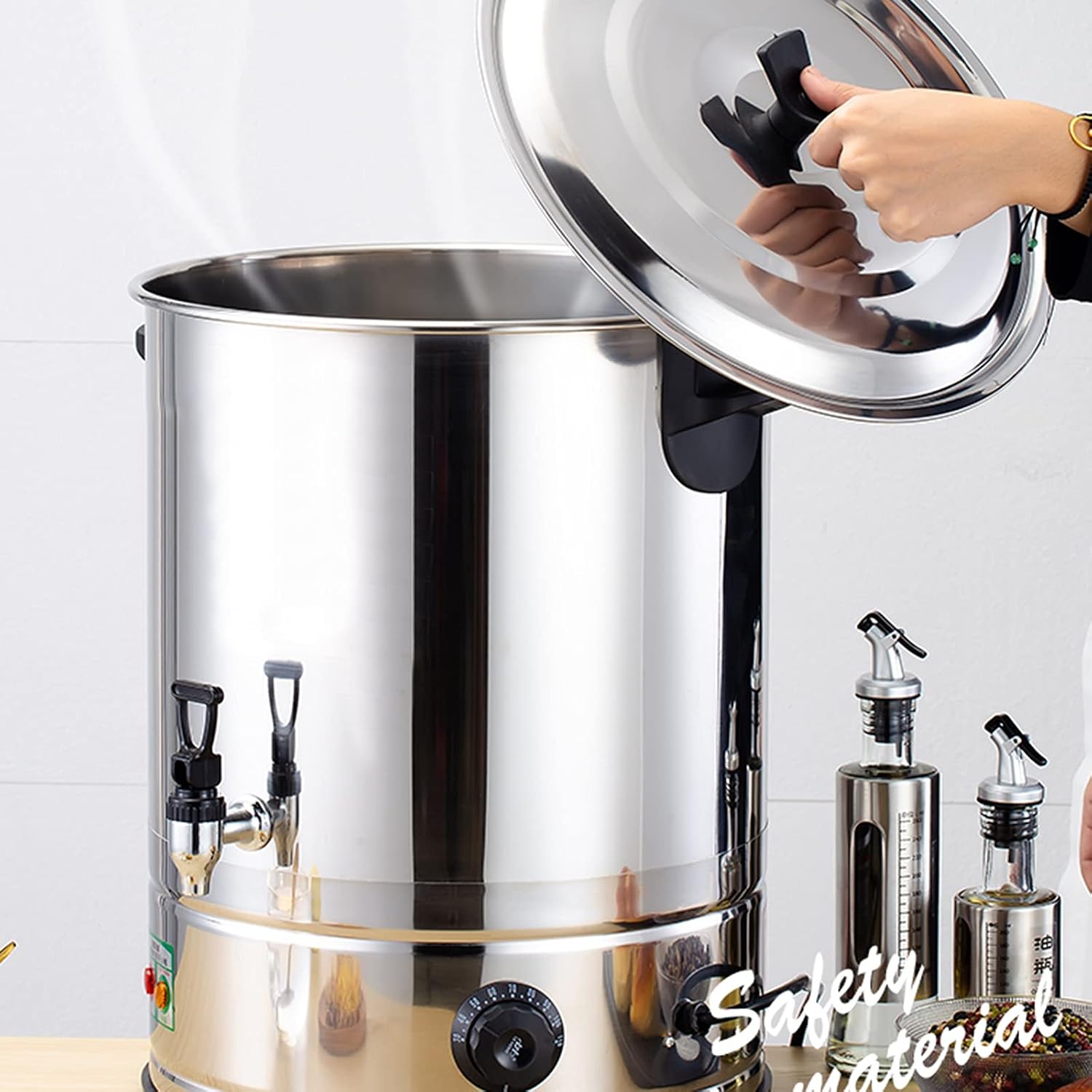 Electric Water Boiler Warmer Coffee Urn, Commercial Stainless Steel Beverage Dispenser for Catering Buffets Parties Weddings Holiday Dinners(with Spigot 30Liter)