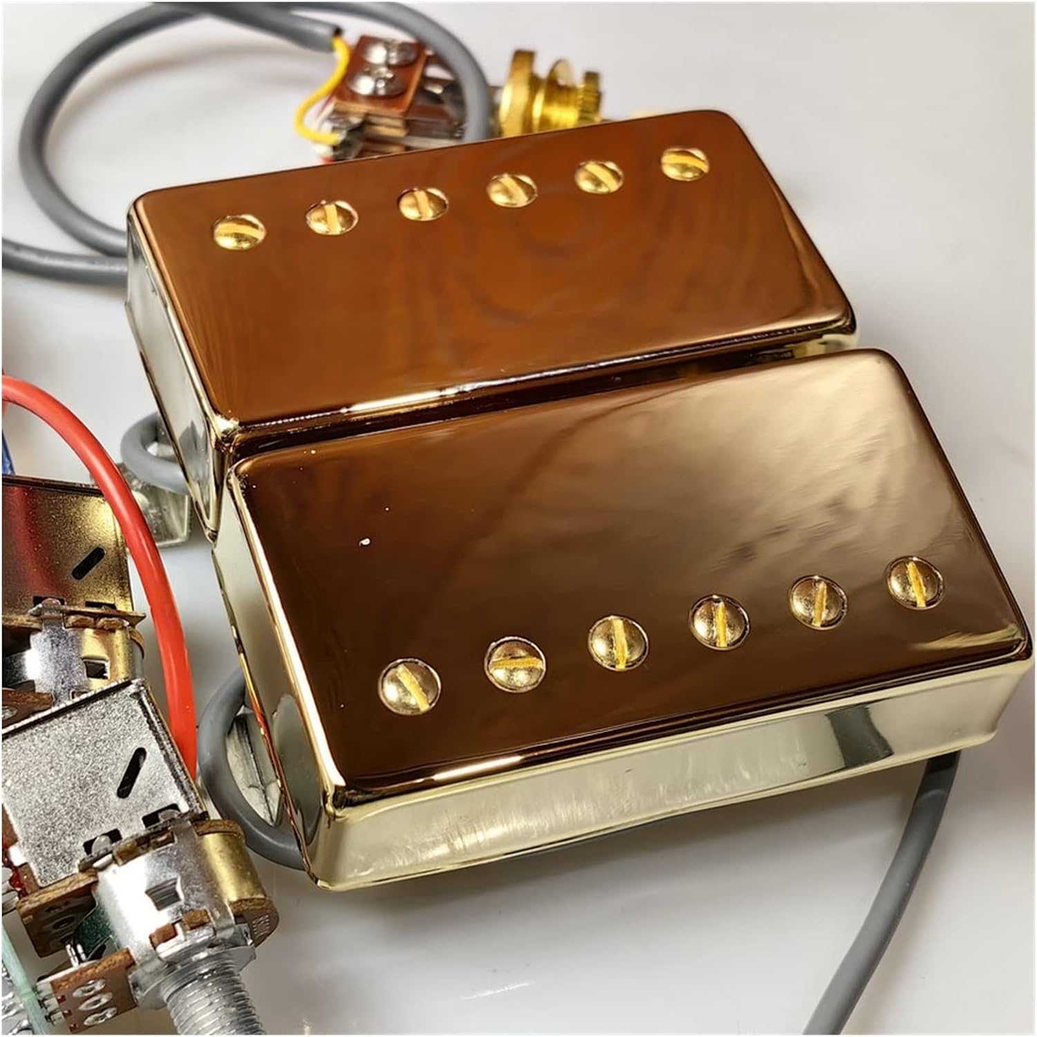 Guitar Pickups Alnico 2 Humbucker Pickups White Copper Base for Guitar DIY Parts Guitar Replacement Parts (Color : Gold)