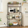 Large 5 Tier Bakers Rack with Electrical Outlets, 39 Inch Microwave Stand Coffee Bar, Kitchen Storage Shelf for Home, Counter Space Organizer