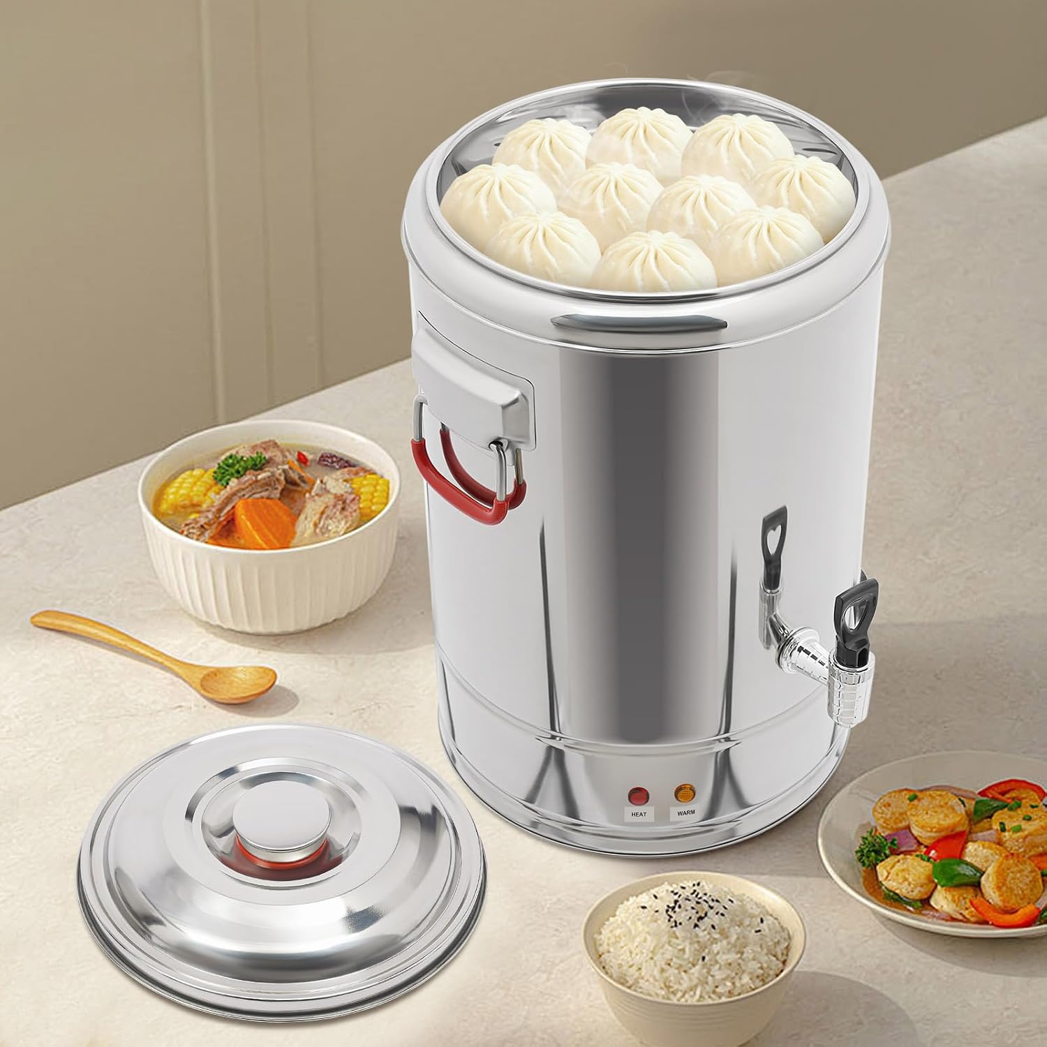 20L Hot Beverage Dispenser 110V with Spigot, Stainless Steel Electric Hot Water Boiler, Insulated Beverage Dispenser for Coffee Tea Milk, Commercial Grade Drink Urn, US Plug, Keep Warm Function