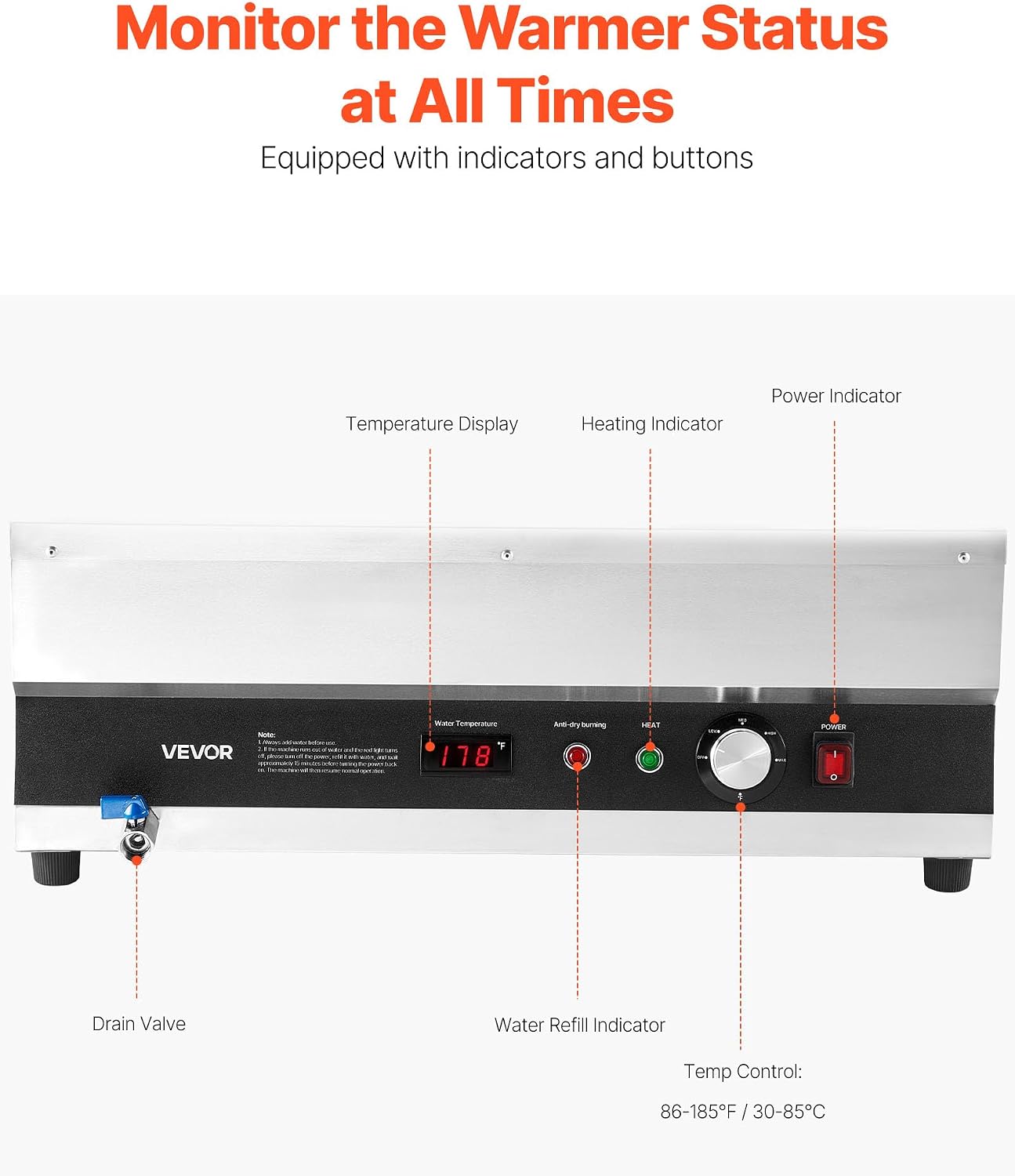 VEVOR Electric Soup Warmer, Two 6.34QT Pots & Three 1/3 Pans, Stainless Steel Commercial Food Warmer with 86~185°F Adjustable Temp, 1500W Bain Marie, Soup Station for Restaurant, Buffet