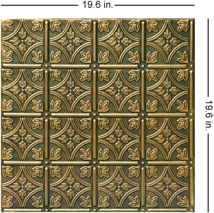 À LA MAISON CEILINGS R125 Emma's Flowers Foam Glue-up Ceiling Tile (128 sq. ft./Case), Pack of 48, Antique Brass