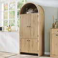 IFGET 71' Tall Arched Kitchen Pantry, Modern Fluted Wood Storage Cabinet with Doors, 3 Adjustable Shelves, 6 Door Shelves, Organizer, Versatile Cupboard for Kitchen, Bathroom, Natural