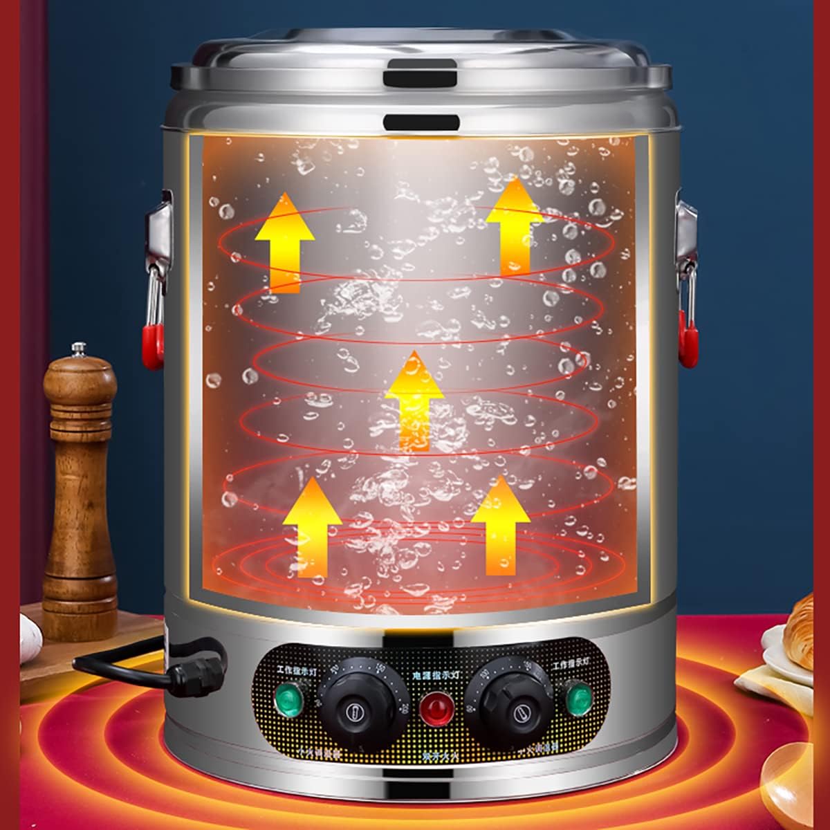 Catering Urn 3000W, Commercial Hot Water Boiler Dispenser, 30-110°C Temperature Control Knob, for Brewing Commercial Office Home Party,22L