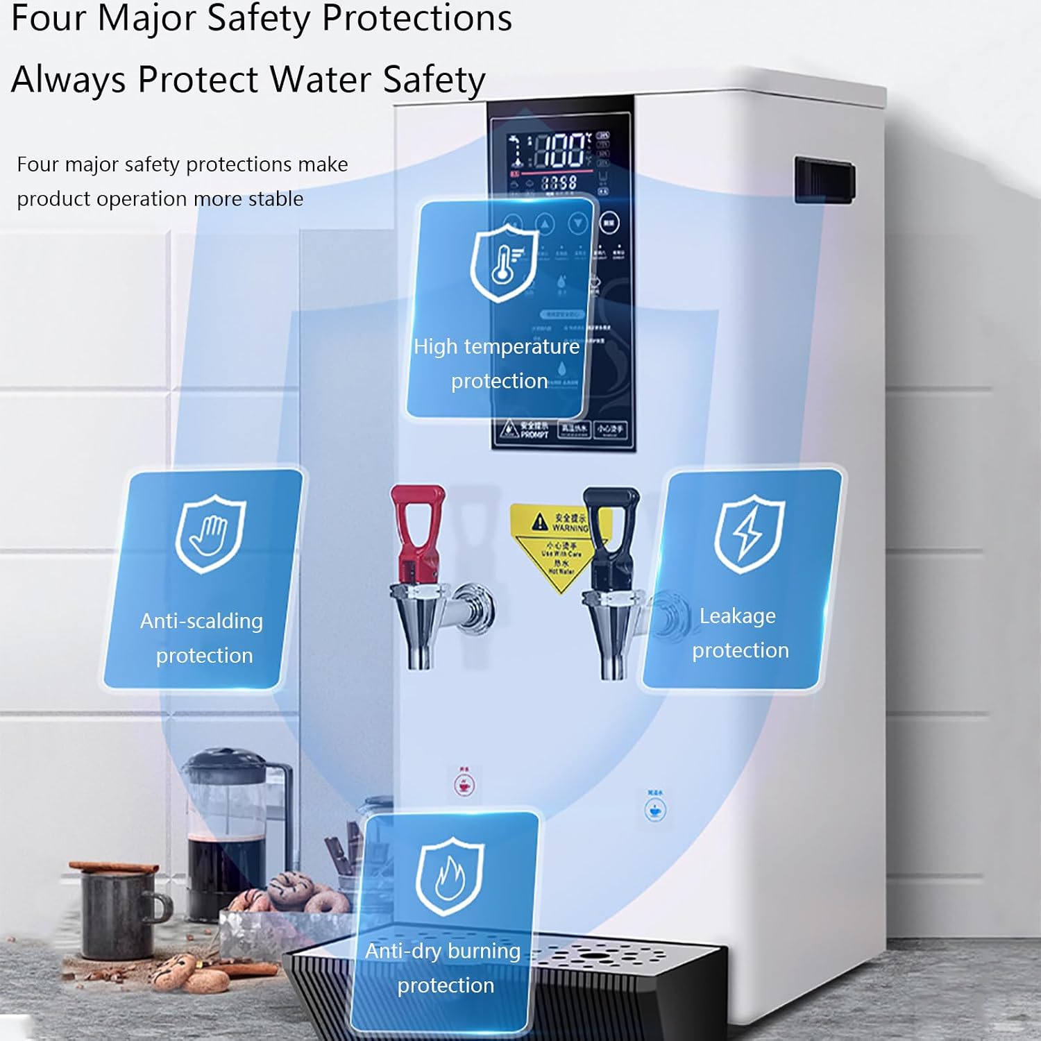 Commercial Water Boiler, Electric Commercial Hot Water Dispenser, Automatic 3000W Heating, for Tea Coffee Shop, Restaurant, Home, Office,White