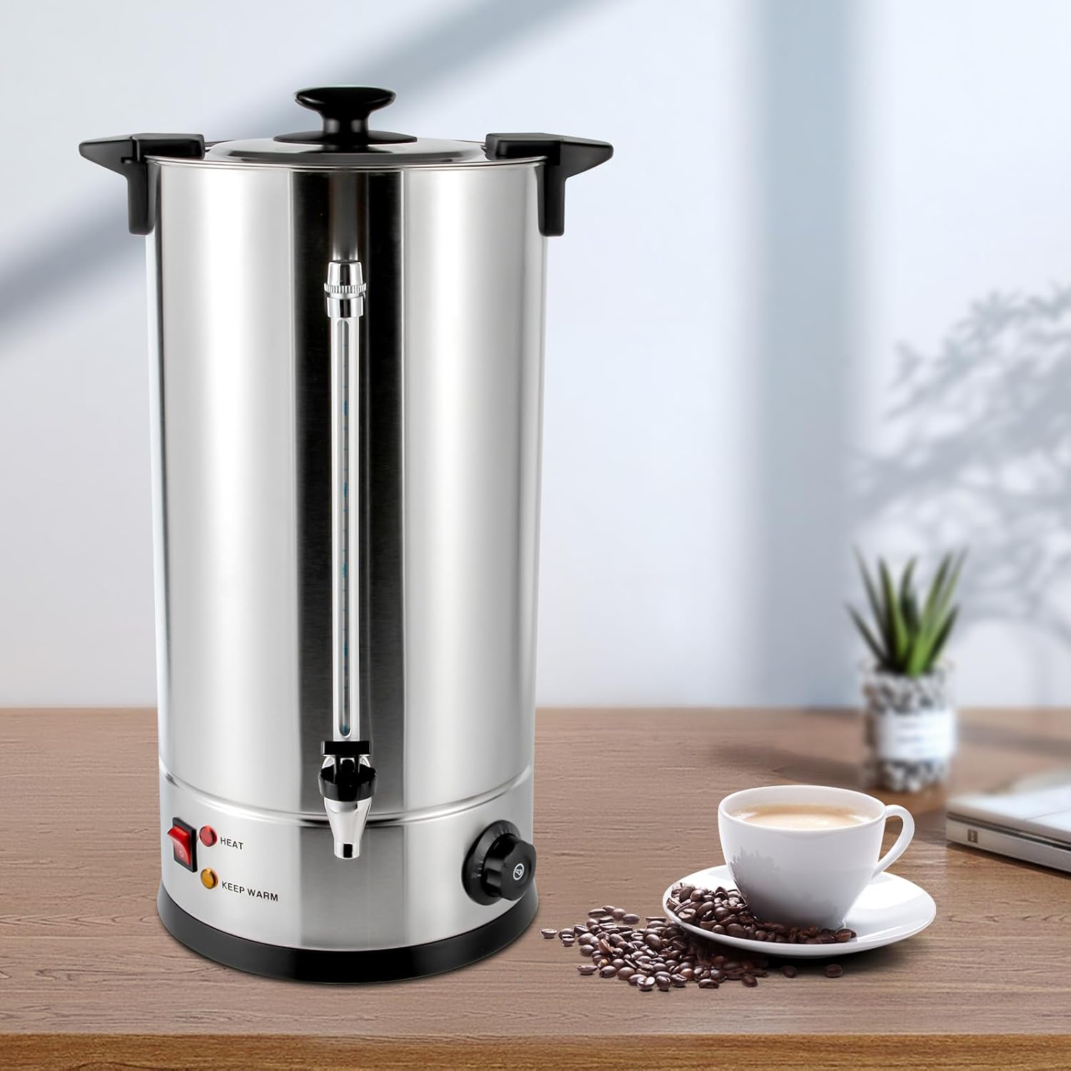 LYNICESHOP Coffee Pot, 25L Commercial Electric Hot Water Boiler Stainless Steel Tea Urn Coffee Boiler Portable Thermostable Tea Urn Coffee Boiler For Cafes, Buffets, Offices, Hotels